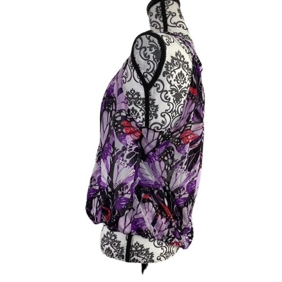 INC BLOUSE SLEEVELESS PURPLE FLORAL V-NECK WOMENS PETITE XL - Picture 5 of 9